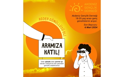 Akdeniz Gençlik Derneği Gönüllülerini Arıyor!!!